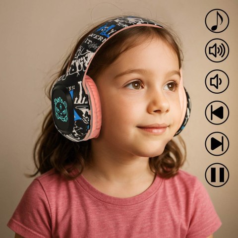 Słuchawki bezprzewodowe nauszne Bluetooth RGB Gaming Sport 200mAh różowe