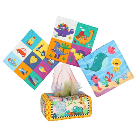 Sorter pudełko z chusteczkami sensoryczne montessori pluszowe cyfry litery