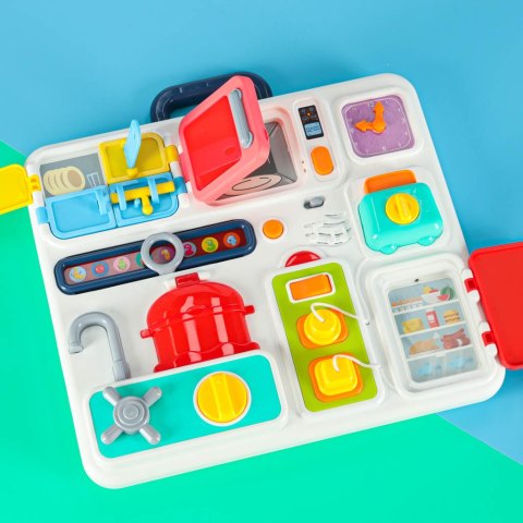 Tablica manipulacyjna sensoryczna montessori kuchnia zegar światło dźwięk