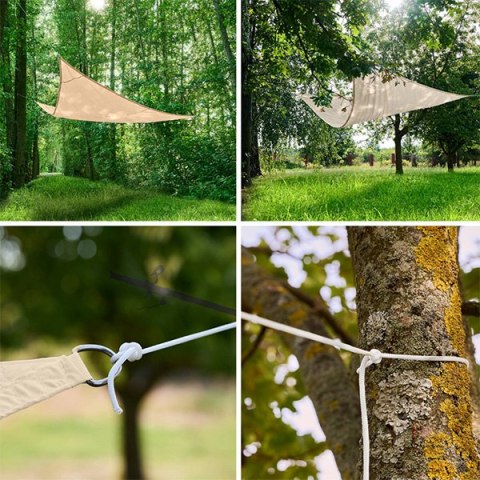 Żagiel przeciwsłoneczny LUARO ogrodowy tarasowy wodoodporny 4x4x4m trójkąt beżowy