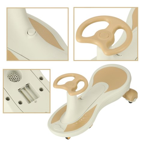 Jeździk grawitacyjny LED Swing Fix S4 świecące koła z muzyką grający 76cm złoto-biały max 100kg