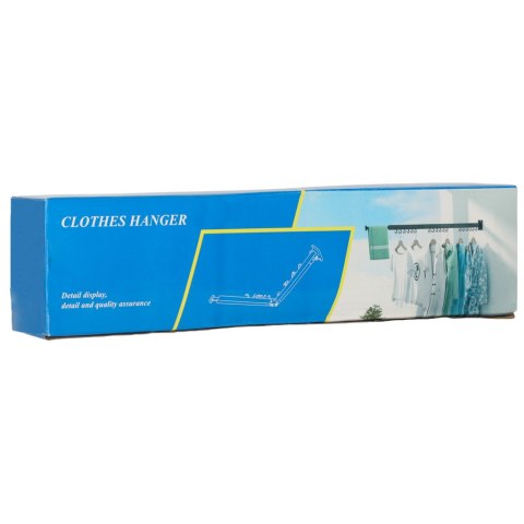 Suszarka na pranie wieszak ścienny naścienny składany teleskopowy czarny 12 haczyków 90cm