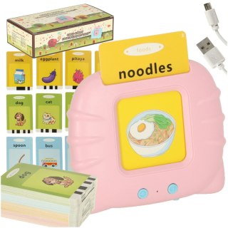 Nauka języka angielskiego czytnik kart do nauki słówek 112 fiszek różowy