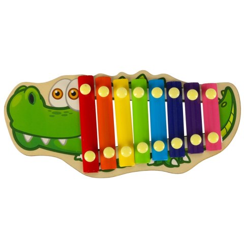 Cymbałki drewniane kolorowe dla dzieci szkolne edukacyjne pałki pałeczki krokodyl