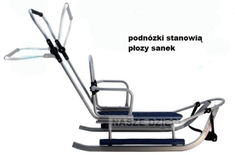 PICCOLINO SREBRNE Sanki z regulowana raczka OPARCIE