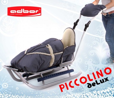 PICCOLINO GRANATOWE DELUX Sanki ze spiworkiem+daszek OPARCIE