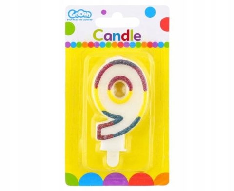 Świeczka cyferka z brokatem 9 SZ101007/9