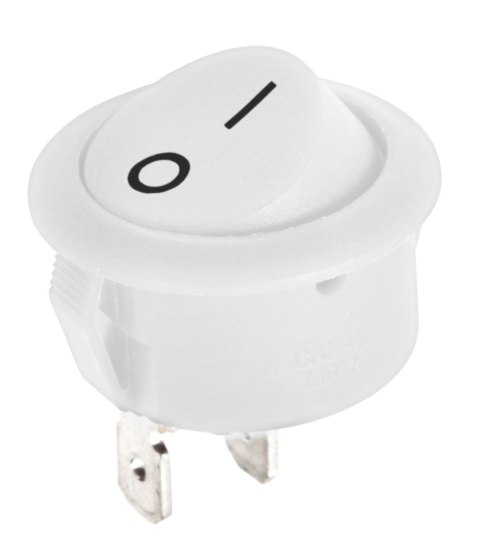 PRK0080 Złącze przełącznik kołyskowy okrągły R5 0-1 biały 6A/250V