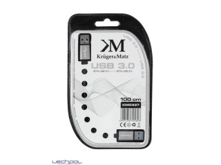 KM0337 Kabel USB3.0 wtyk - wtyk 1m Kruger&Matz płaski kabel