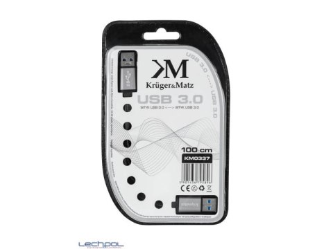 KM0337 Kabel USB3.0 wtyk - wtyk 1m Kruger&Matz płaski kabel