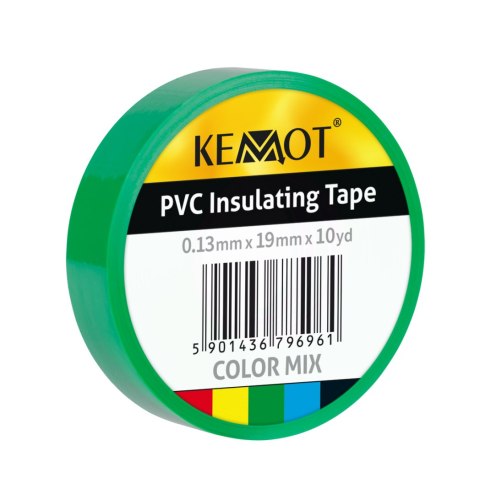 NAR0427 Taśma izolacyjna KEMOT 0,13x19x10Y klejąca zielona