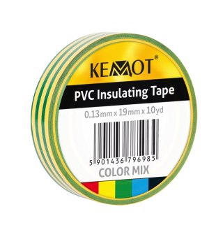 NAR0429 Taśma izolacyjna KEMOT 0,13x19x10Y klejąca żółto/zielona