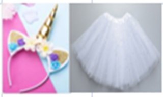 KX7211 Kostium strój karnawałowy opaska+ spódniczka biał