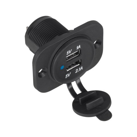 PY-CHR0001 Ładowarka samochodowa 2xUSB do montażu 3100 mA