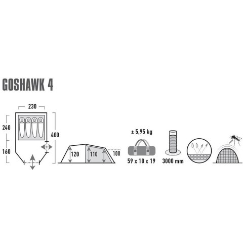 ND05_N0922 10307 Namiot High Peak Goshawk 4 zielono-czerwony 10307