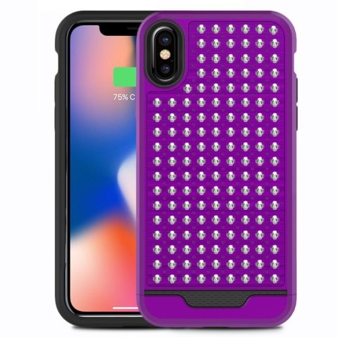 ND38_DLST-IPHX-PUBK Zizo Star Diamond Hybrid Cover - Etui iPhone X (Purple/Black)