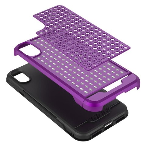 ND38_DLST-IPHX-PUBK Zizo Star Diamond Hybrid Cover - Etui iPhone X (Purple/Black)