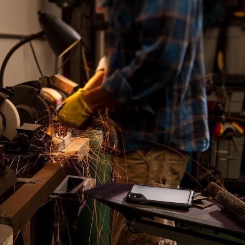 ND38_GIP-015-CGY Griffin Survivor Endurance - Pancerne etui iPhone Xs Max (przezroczysty/szary)