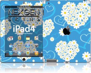 ND38_IPAD40030 Nexgen Skins - Zestaw skórek na obudowę z efektem 3D iPad 2/3/4 (Hearts and Daisies 3D)