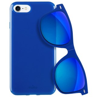 ND38_IPC747SUNNYKIT1BLUE PURO Sunny Kit - Zestaw etui iPhone SE 2020 / 8 / 7 + składane okulary przeciwsłoneczne (niebieski)