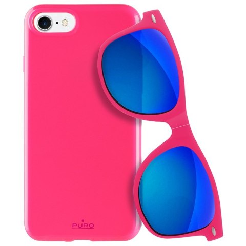 ND38_IPC747SUNNYKIT1PNK PURO Sunny Kit - Zestaw etui iPhone SE 2020 / 8 / 7 + składane okulary przeciwsłoneczne (różowy)