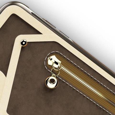 ND38_NEB-IPH8-DBBR Zizo Nebula Wallet Case - Skórzane etui iPhone X z kieszeniami na karty + saszetka na zamek + szkło 9H na ekr