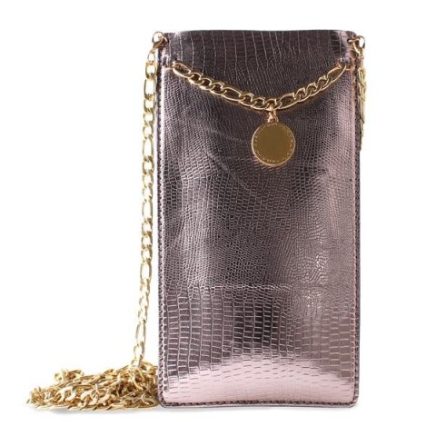 ND38_PGPCCHAIN3XL PURO GLAM Chain - Etui uniwersalne do smartfonów z 2 kieszeniami na karty w/gold chain XL (brązowy)