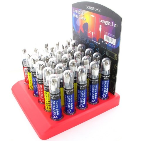 ND38_BFO-BX3-W Borofone - zestaw kabli zapakowanych w tuby na stojaku nablatowym