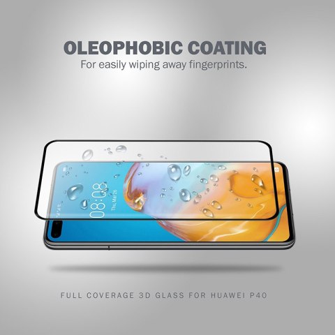 ND38_CRG-3DAG-HP40 Crong 3D Armour Glass ? Szkło hartowane 9H na cały ekran Huawei P40 + ramka instalacyjna