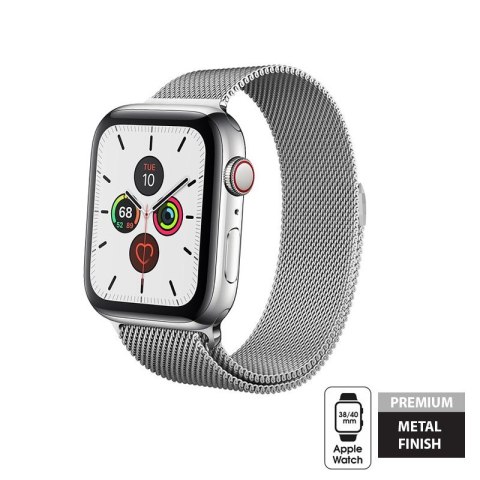 ND38_CRG-40MST-SLV Crong Milano Steel - Pasek ze stali nierdzewnej do Apple Watch 38/40 mm (srebrny)