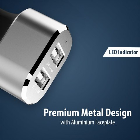 ND38_CRG-PWRC-USB24-ALU Crong Power Car Charger 24W - Ładowarka samochodowa 2xUSB 2.4A (aluminium)