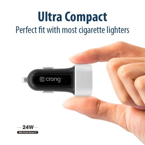 ND38_CRG-PWRC-USB24-ALU Crong Power Car Charger 24W - Ładowarka samochodowa 2xUSB 2.4A (aluminium)