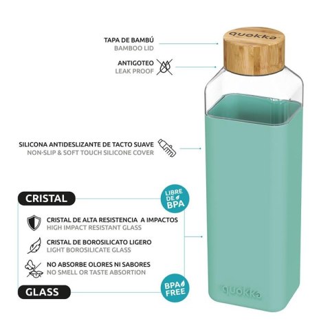 ND38_40024 Quokka Storm - Butelka na wodę ze szkła 700 ml (Teal)