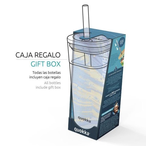 ND38_40055 Quokka Liquid Cube - Kubek szklany 540 ml ze słomką ze stali nierdzewnej (Lilac Gradient)