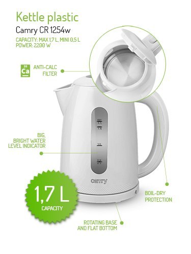 CR 1254w Czajnik plastikowy 1,7 L