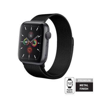 ND38_CRG-40MST-BLK Crong Milano Steel - Pasek ze stali nierdzewnej do Apple Watch 38/40 mm (czarny)