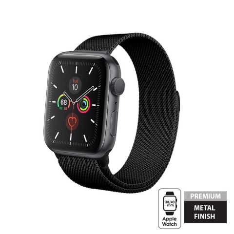 ND38_CRG-40MST-BLK Crong Milano Steel - Pasek ze stali nierdzewnej do Apple Watch 38/40 mm (czarny)