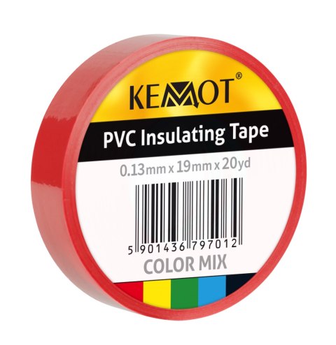 NAR0432 Taśma izolacyjna klejąca REBEL (0,13 mm x 19 mm x 20 yd) czerwona