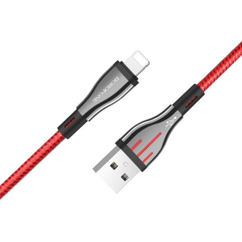 ND38_BFO-BU23-L-BR Borofone Highway - kabel połączeniowy USB do Lightning 1.2 m (czarny/czerwony)