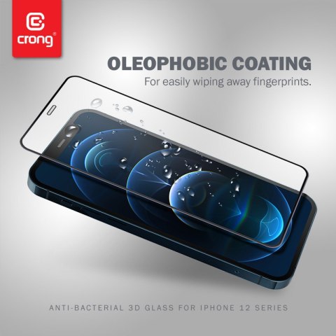 ND38_CRG-AB3DAG-IP54 Crong Anti-Bacterial 3D Armour Glass ? Szkło hartowane 9H na cały ekran iPhone 12 Mini + ramka instalacyjna