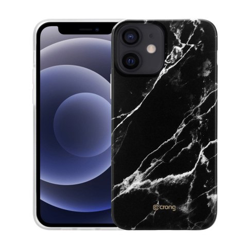 ND38_CRG-MRB-IP1254-BLK Crong Marble Case - Etui iPhone 12 Mini (czarny)