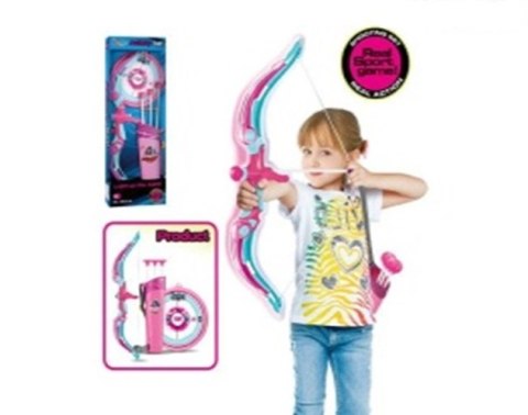 KX6175 Łuk ze strzałkami i tarczą zestaw strzelecki różowy