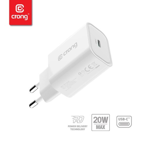 ND38_CRG-TUSBC20-WHI Crong USB-C Travel Charger ? Ładowarka sieciowa USB-C Power Delivery 20W (biały)