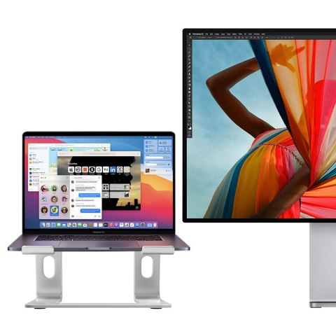 ND38_CRG-ALUBN-SLV Crong AluBench ? Aluminiowy stojak pod laptopa (srebrny)