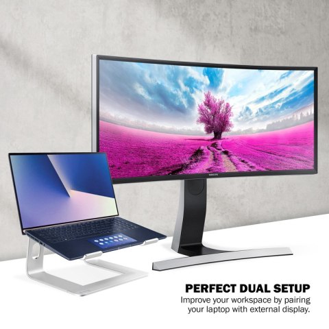 ND38_CRG-ALUBN-SLV Crong AluBench ? Aluminiowy stojak pod laptopa (srebrny)