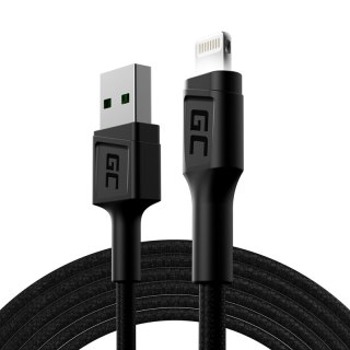 ND38_KABGC12 Green Cell Ray - Kabel Przewód USB - Lightning 200cm z białym podświetleniem LED szybkie ładowanie Apple 2.4A