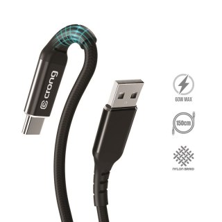 ND38_CRG-AL15USAC-BLK Crong Armor Link ? Kabel 60W z USB-C na USB-A w oplocie 150cm (czarny)