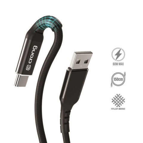 ND38_CRG-AL15USAC-BLK Crong Armor Link ? Kabel 60W z USB-C na USB-A w oplocie 150cm (czarny)