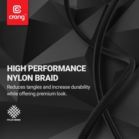 ND38_CRG-AL15USAC-BLK Crong Armor Link ? Kabel 60W z USB-C na USB-A w oplocie 150cm (czarny)