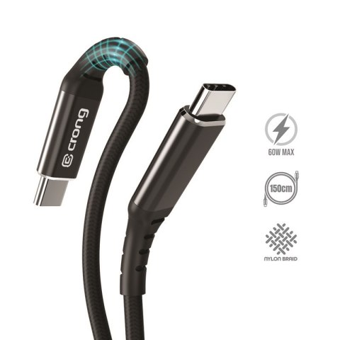 ND38_CRG-AL15USCC-BLK Crong Armor Link ? Kabel 60W z USB-C na USB-C w oplocie 150cm (czarny)
